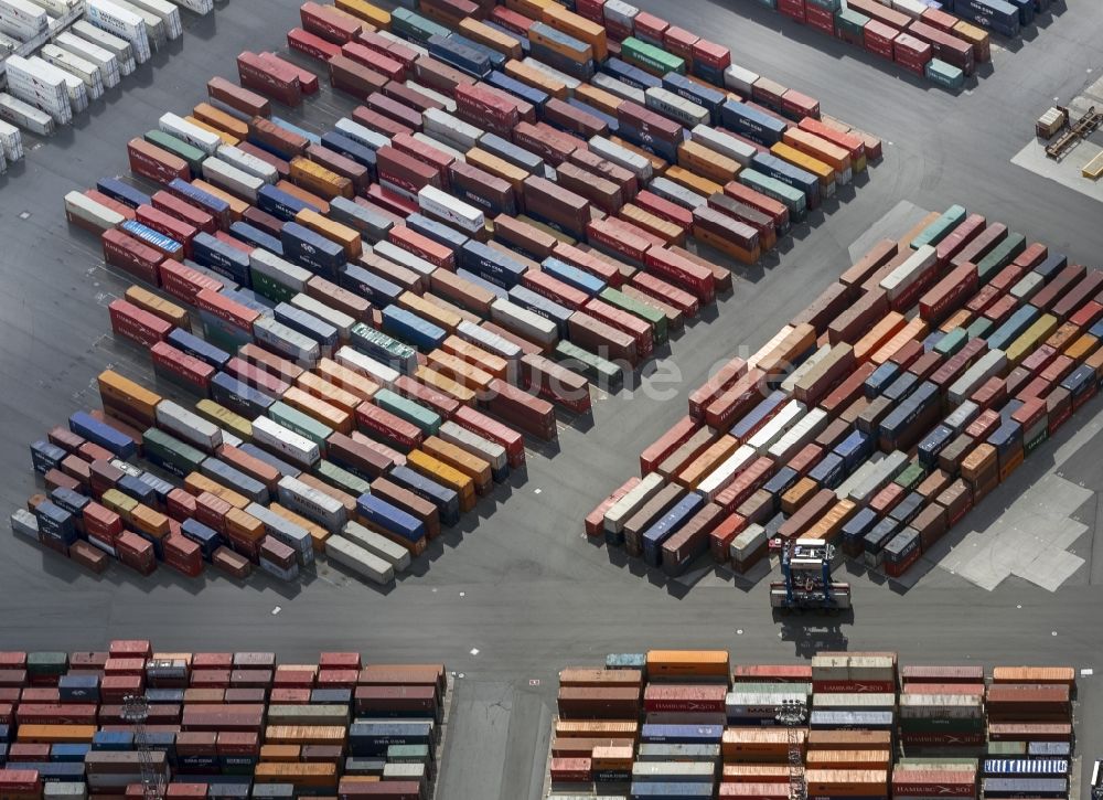 Luftaufnahme Hamburg - HHLA Logistics Container Terminal Tollerort am Hamburger Hafen / Waltershofer Hafen in Hamburg