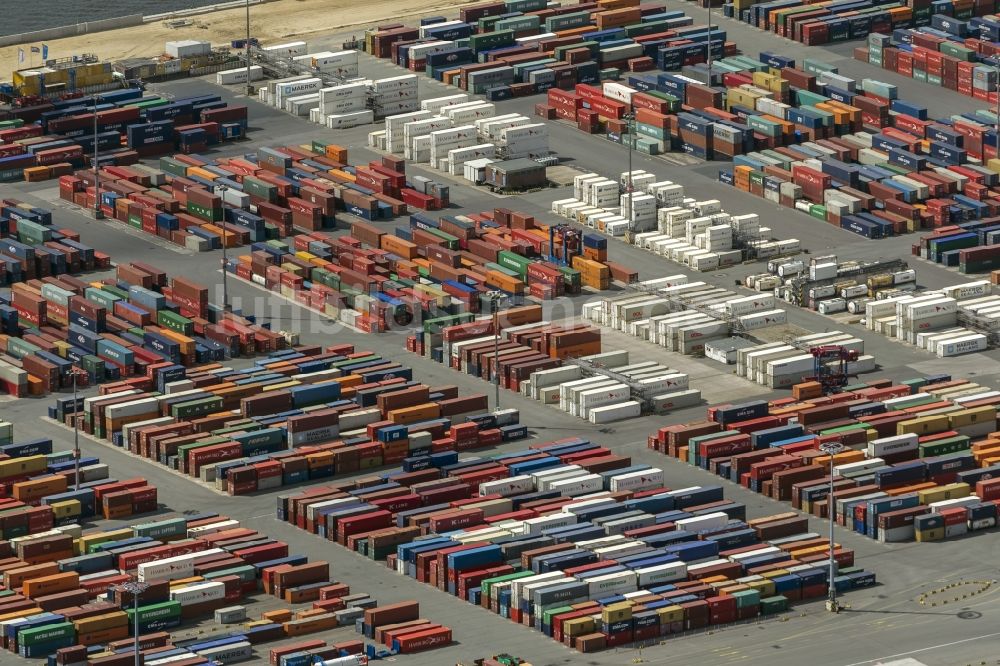 Luftaufnahme Hamburg - HHLA Logistics Container Terminal Tollerort am Hamburger Hafen / Waltershofer Hafen in Hamburg