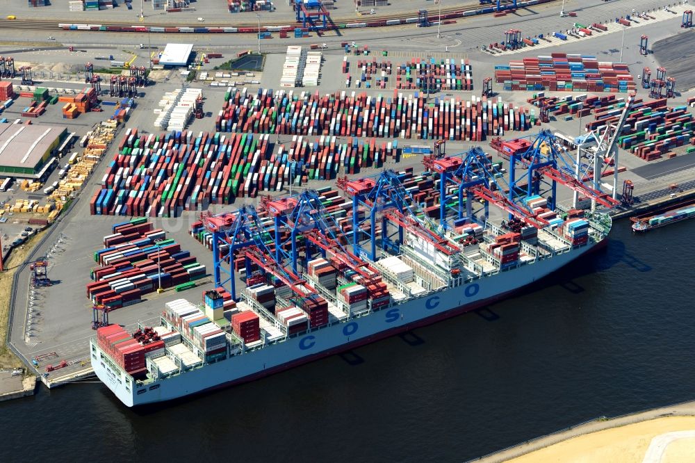 Luftaufnahme Hamburg - HHLA Logistics Container Terminal Tollerort am Hamburger Hafen / Waltershofer Hafen in Hamburg