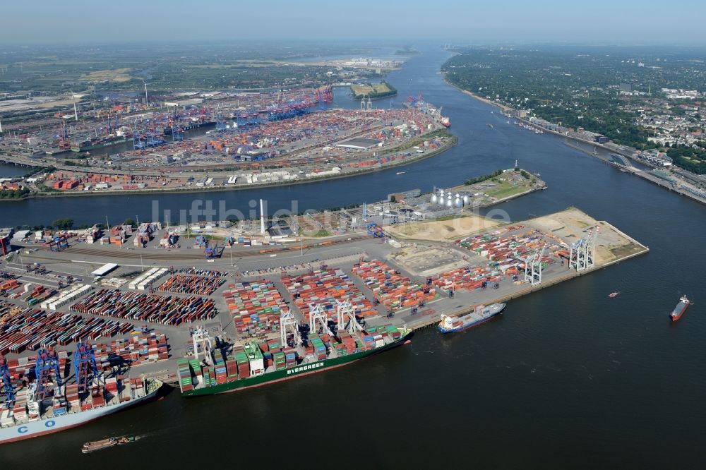 Luftaufnahme Hamburg - HHLA Logistics Container Terminal Tollerort am Hamburger Hafen / Waltershofer Hafen in Hamburg