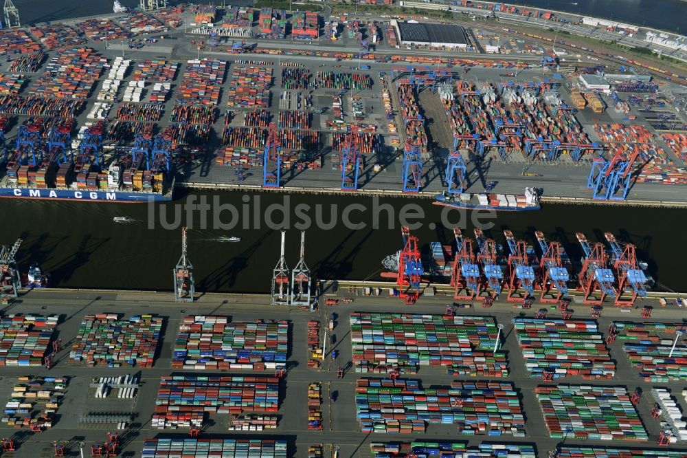 Luftbild Hamburg - HHLA Logistics Container Terminal am Waltershofer Hafen in Hamburg