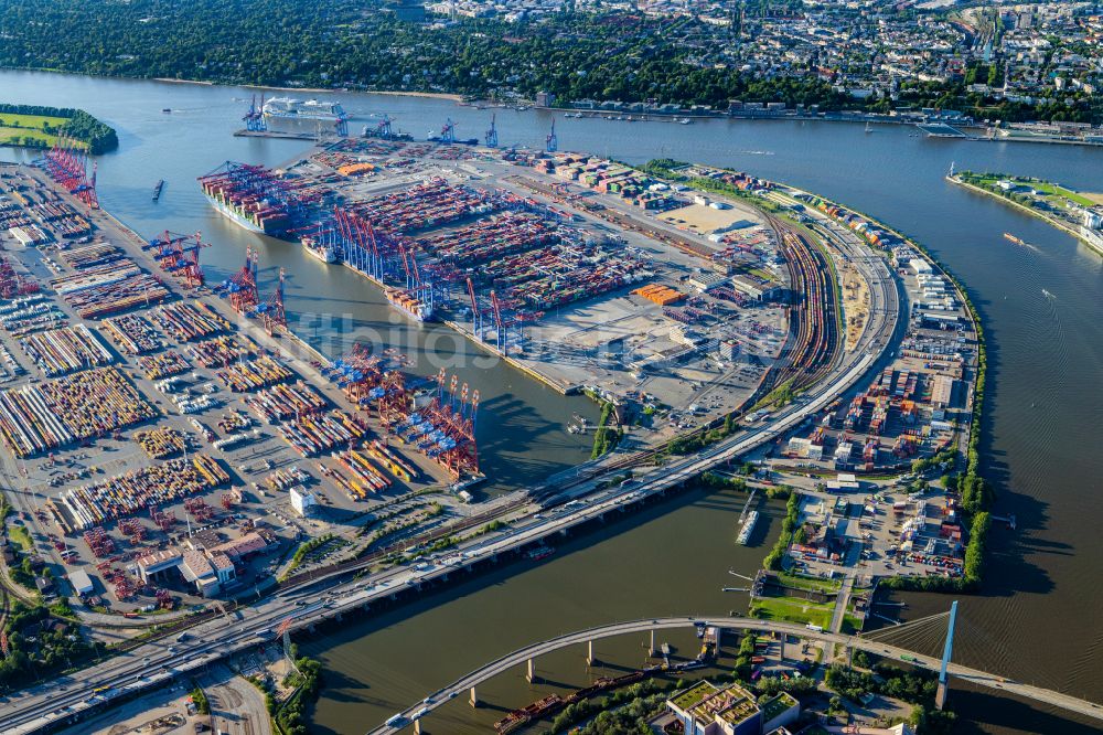 Luftaufnahme Hamburg - HHLA Logistics Container Terminal am Waltershofer Hafen in Hamburg