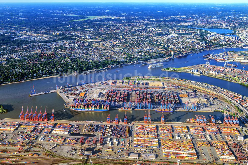 Hamburg von oben - HHLA Logistics Container Terminal am Waltershofer Hafen in Hamburg