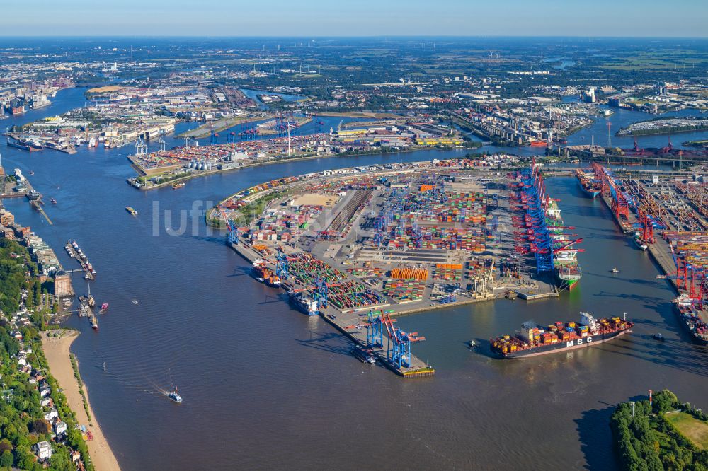 Luftbild Hamburg - HHLA Logistics Container Terminal am Waltershofer Hafen in Hamburg