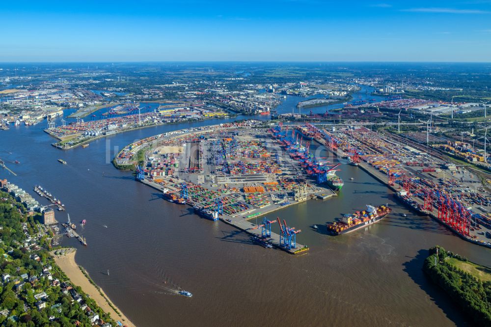 Luftaufnahme Hamburg - HHLA Logistics Container Terminal am Waltershofer Hafen in Hamburg