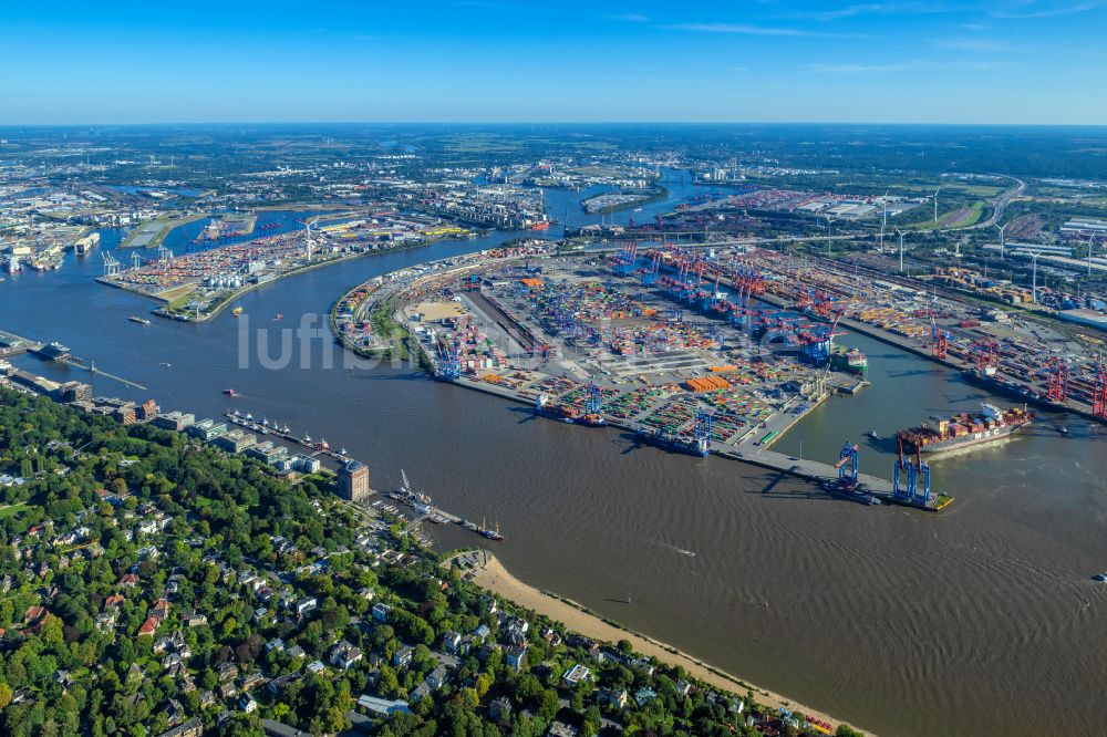 Hamburg von oben - HHLA Logistics Container Terminal am Waltershofer Hafen in Hamburg