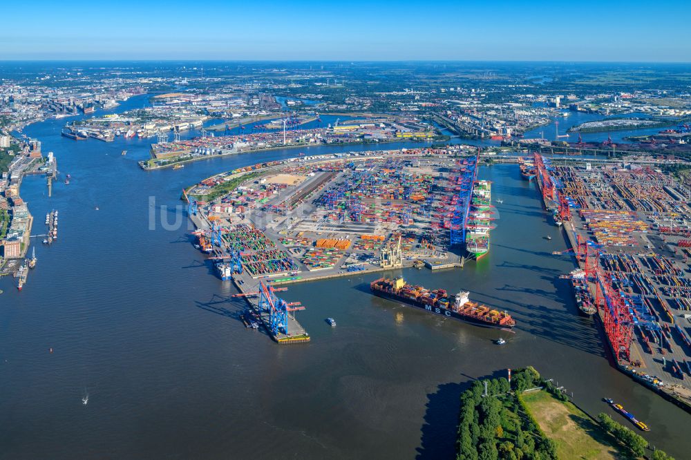 Luftbild Hamburg - HHLA Logistics Container Terminal am Waltershofer Hafen in Hamburg