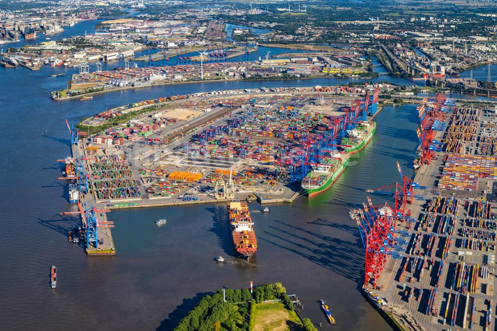 Luftbild Hamburg - HHLA Logistics Container Terminal am Waltershofer Hafen in Hamburg