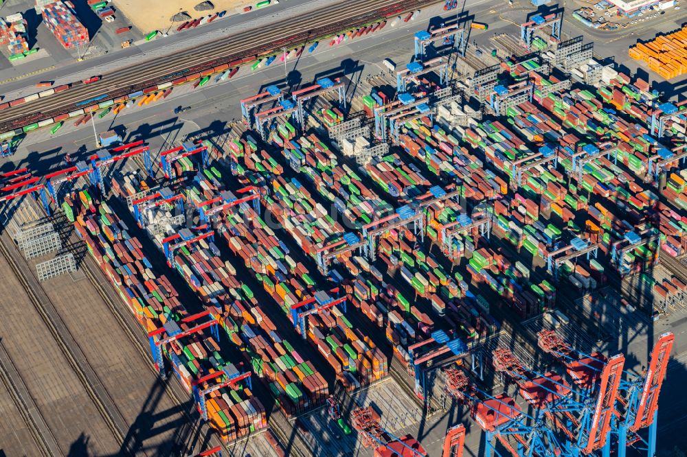 Luftbild Hamburg - HHLA Logistics Container Terminal am Waltershofer Hafen in Hamburg