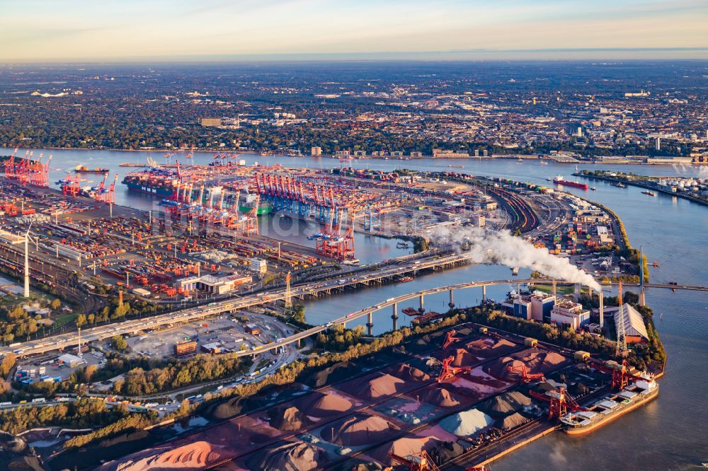 Luftaufnahme Hamburg - HHLA Logistics Container Terminal am Waltershofer Hafen in Hamburg