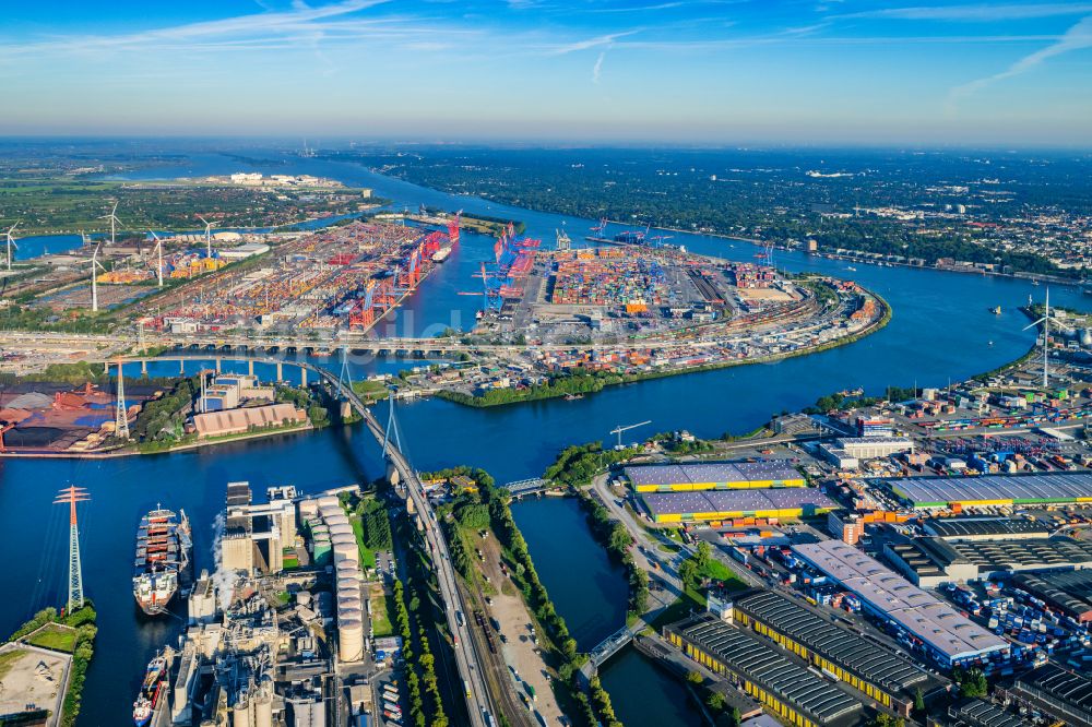 Luftbild Hamburg - HHLA Logistics Container Terminal am Waltershofer Hafen in Hamburg