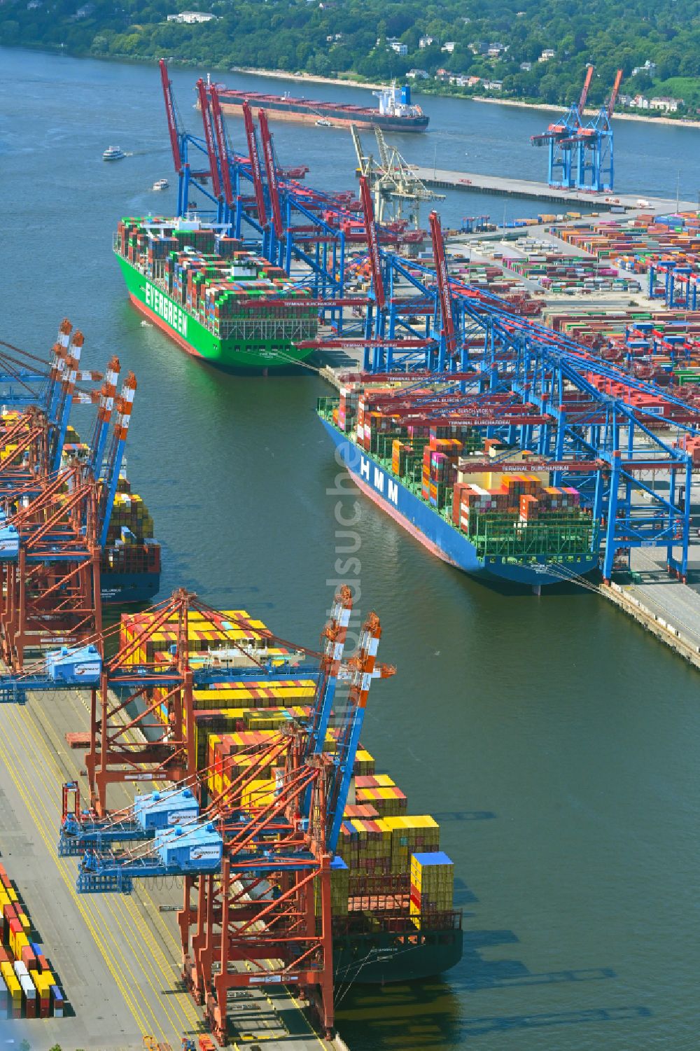 Luftbild Hamburg - HHLA Logistics Container Terminal am Waltershofer Hafen in Hamburg