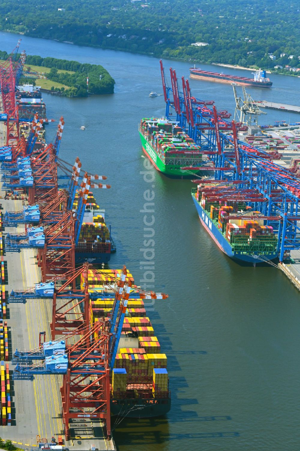 Luftaufnahme Hamburg - HHLA Logistics Container Terminal am Waltershofer Hafen in Hamburg