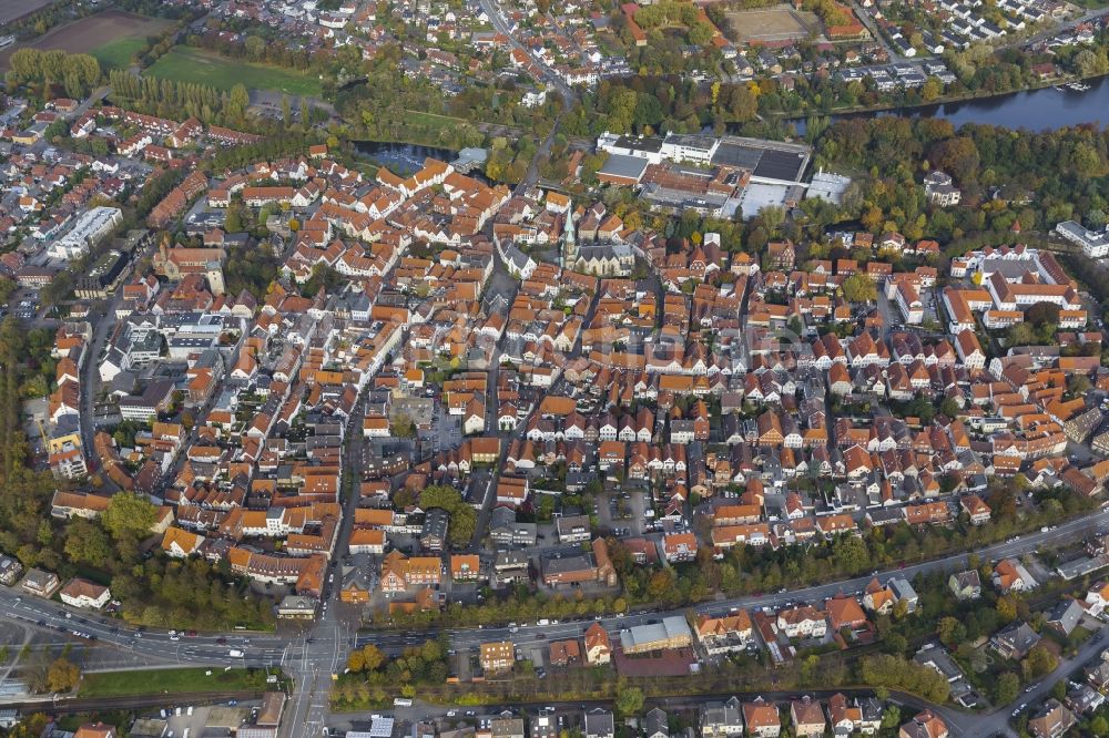 Luftbild Warendorf - Historische Altstadt mit Marktplatz und Laurentiuskirche in Warendorf im Bundesland Nordrhein-Westfalen