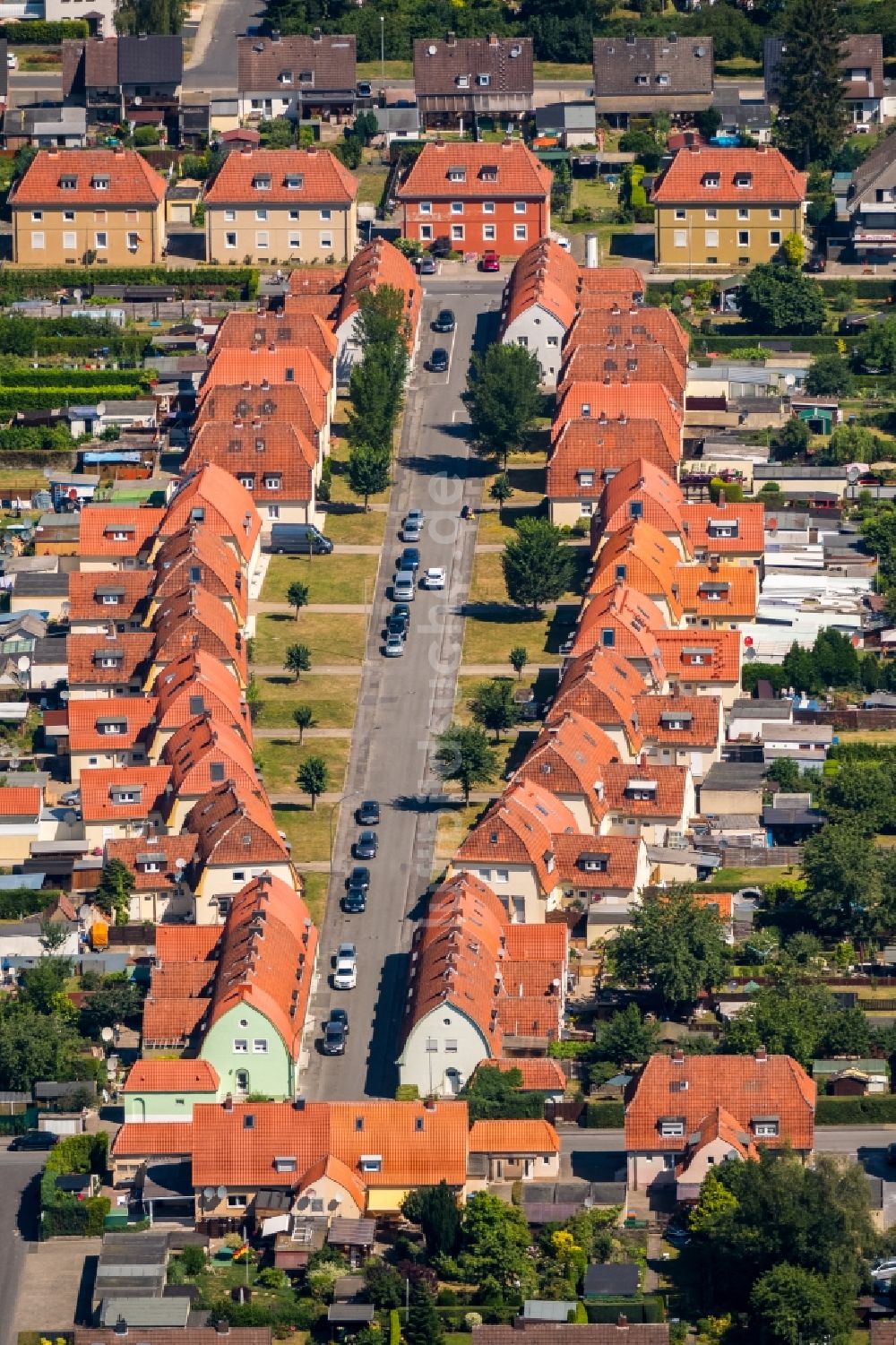 Luftaufnahme Ahlen - Historische Bergbausiedlung Ulmenhof in Ahlen im Bundesland Nordrhein-Westfalen