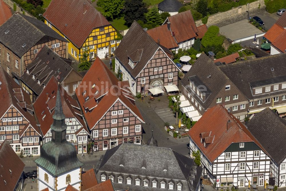 Luftbild Rietberg - Historische Fachwerkhaus - Innenstadt in Rietberg im Bundesland Nordrhein-Westfalen