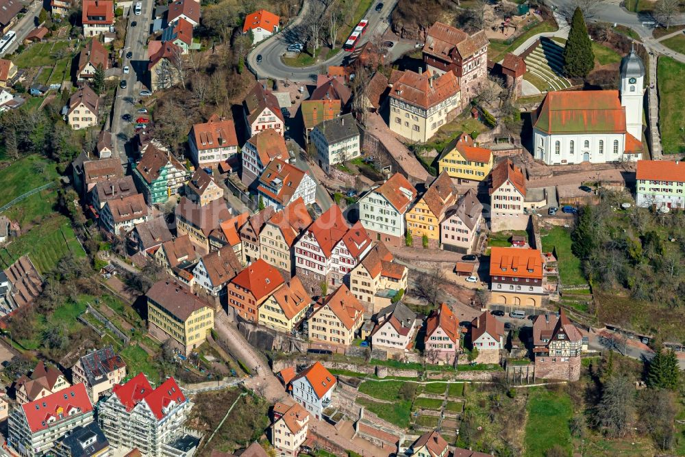 Altensteig aus der Vogelperspektive: Historische Ortsansicht in Altensteig im Bundesland Baden-Württemberg, Deutschland