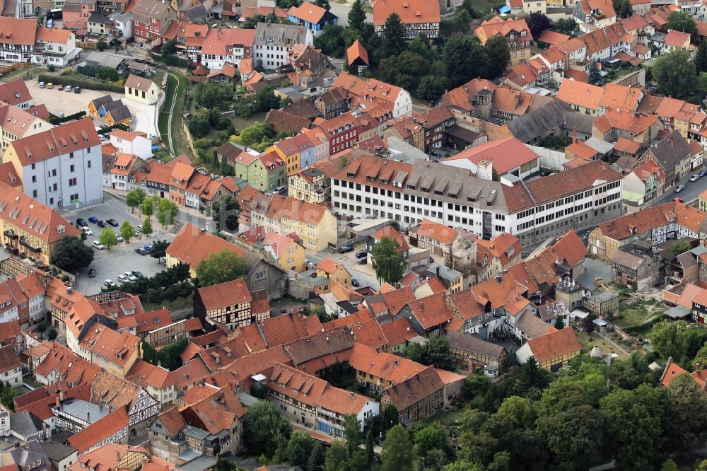 Bad Langensalza aus der Vogelperspektive: Historischer Stadtkern von Bad Langensalza im Bundesland Thüringen.