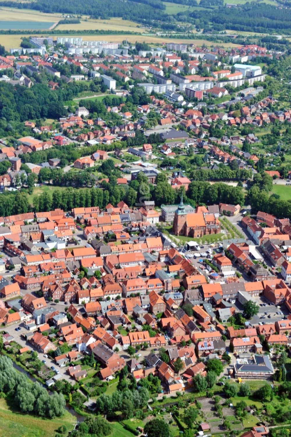 Luftaufnahme Boizenburg - Historischer Stadtkern von Boizenburg im Bundesland Mecklenburg-Vorpommern