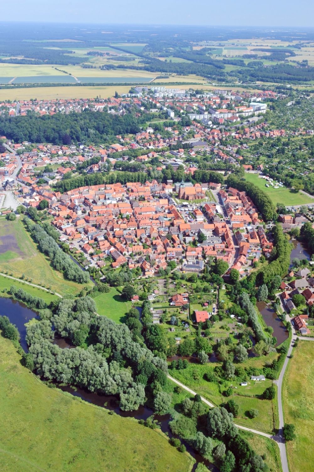 Boizenburg von oben - Historischer Stadtkern von Boizenburg im Bundesland Mecklenburg-Vorpommern