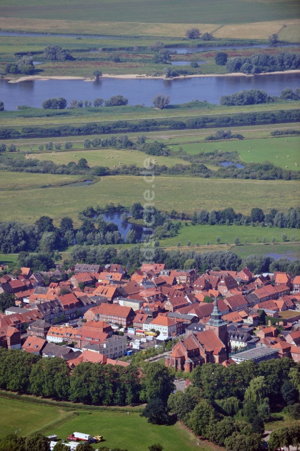 Boizenburg von oben - Historischer Stadtkern von Boizenburg im Bundesland Mecklenburg-Vorpommern