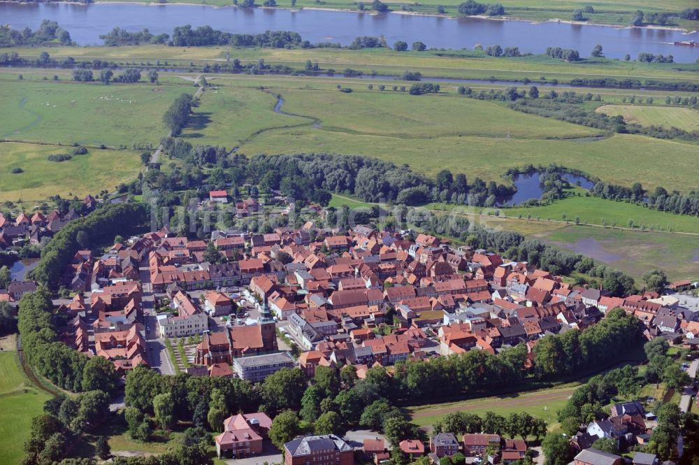 Boizenburg aus der Vogelperspektive: Historischer Stadtkern von Boizenburg im Bundesland Mecklenburg-Vorpommern