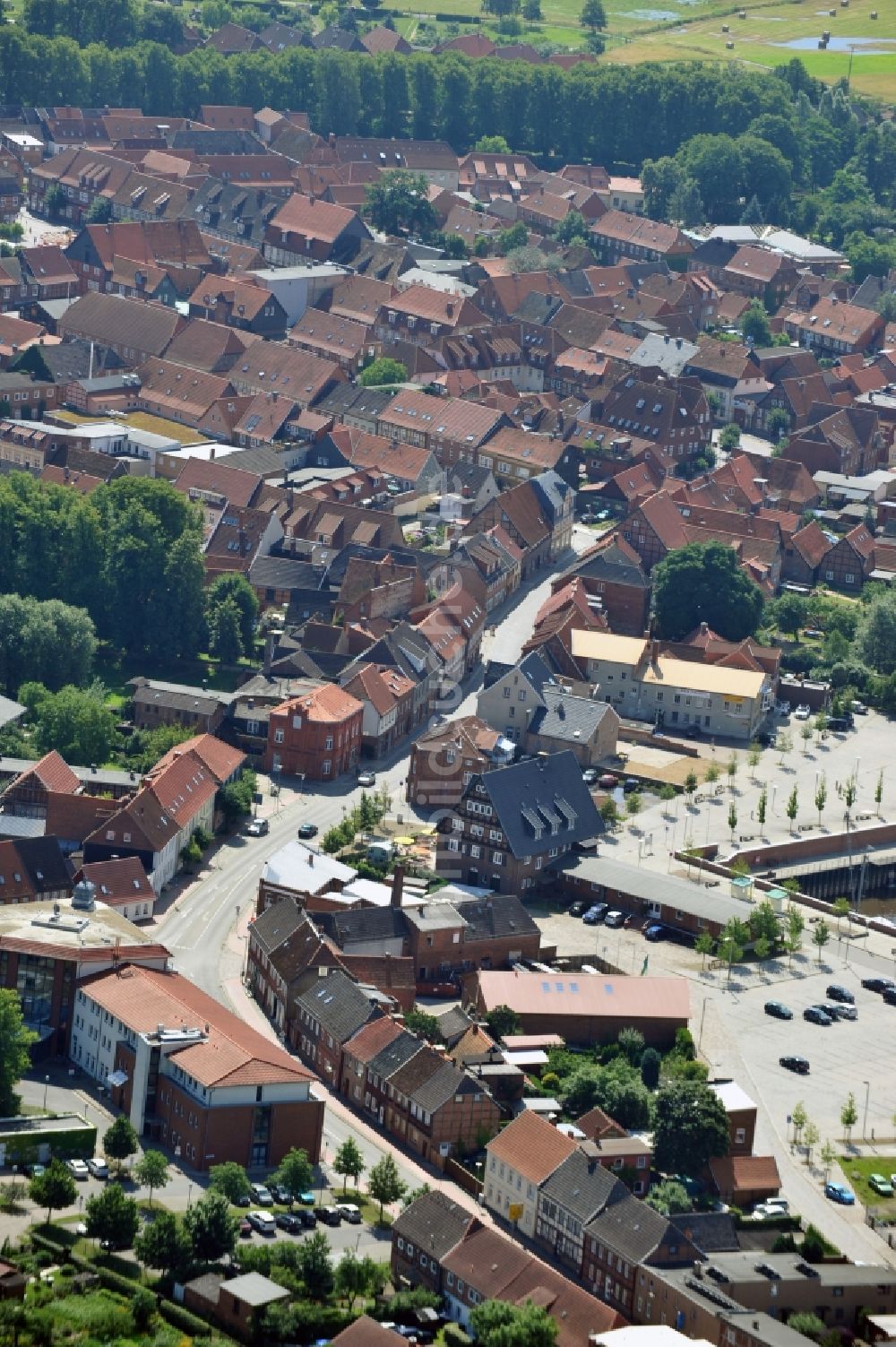 Luftbild Boizenburg - Historischer Stadtkern von Boizenburg im Bundesland Mecklenburg-Vorpommern