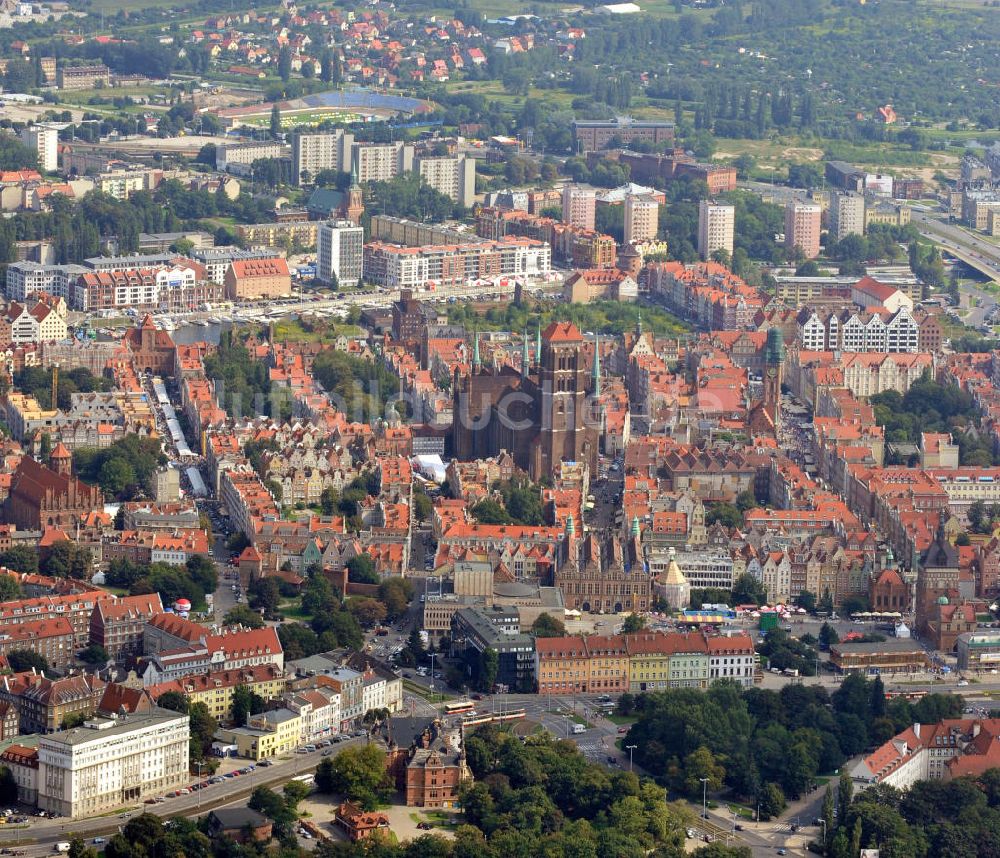 Luftbild Danzig / Gdansk - Historischer Stadtteil Rechtstadt in Danzig, Polen