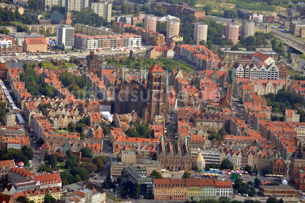 Luftaufnahme Danzig / Gdansk - Historischer Stadtteil Rechtstadt in Danzig, Polen