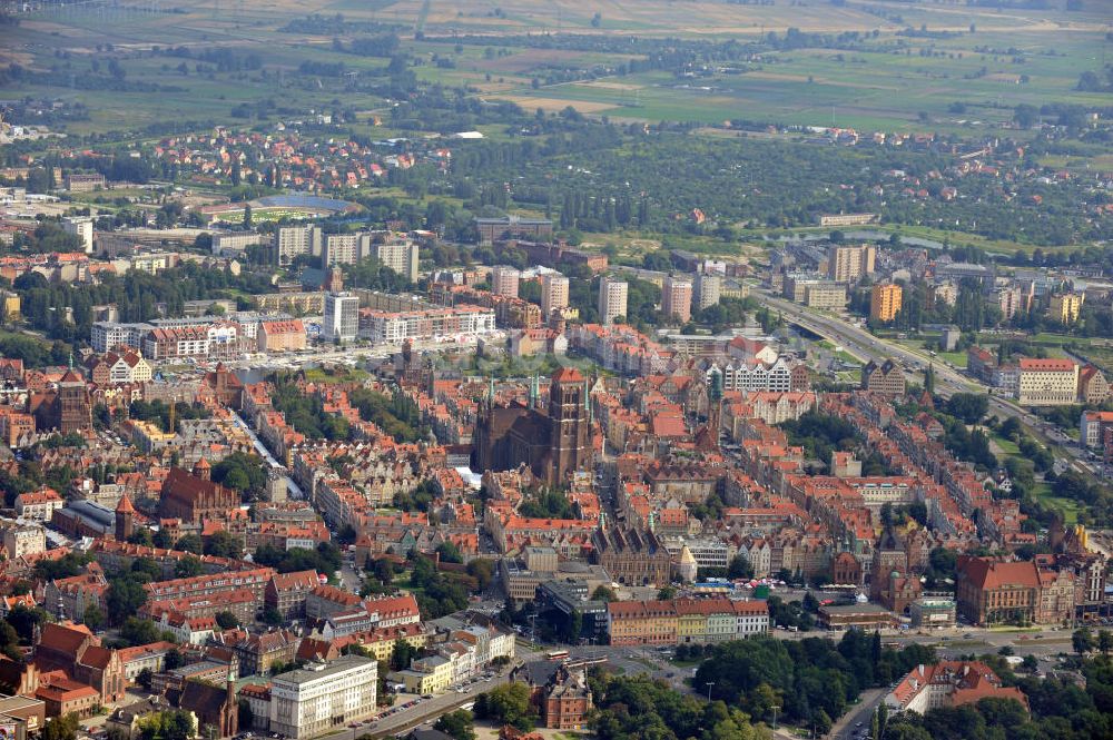 Luftbild Danzig / Gdansk - Historischer Stadtteil Rechtstadt in Danzig, Polen