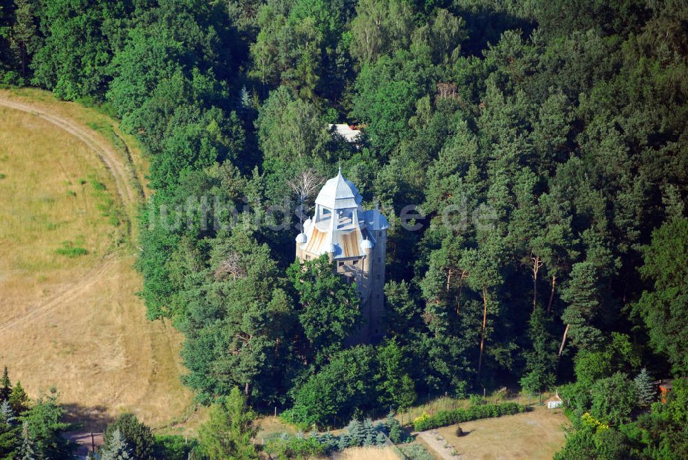 Luftaufnahme Bad Schmiedeberg - Historischer Wasserturm in Bad Schmiedeberg