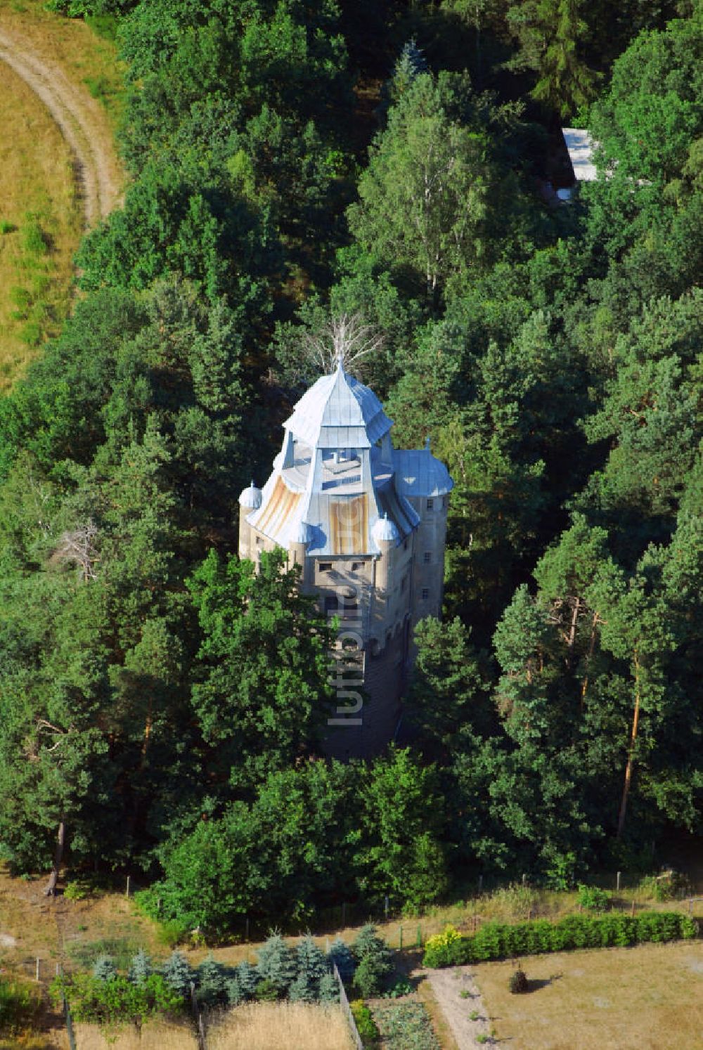 Bad Schmiedeberg von oben - Historischer Wasserturm in Bad Schmiedeberg