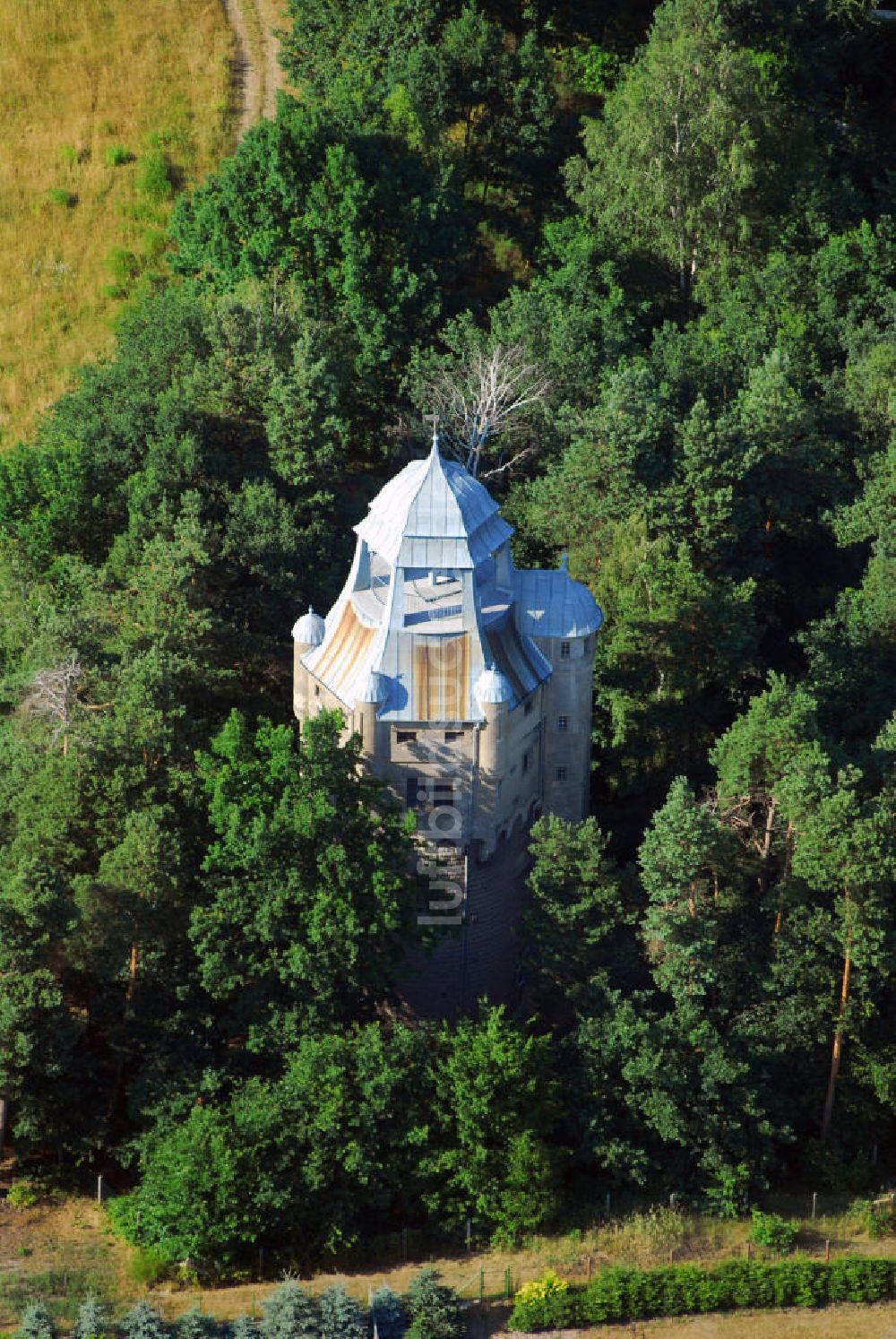 Bad Schmiedeberg aus der Vogelperspektive: Historischer Wasserturm in Bad Schmiedeberg