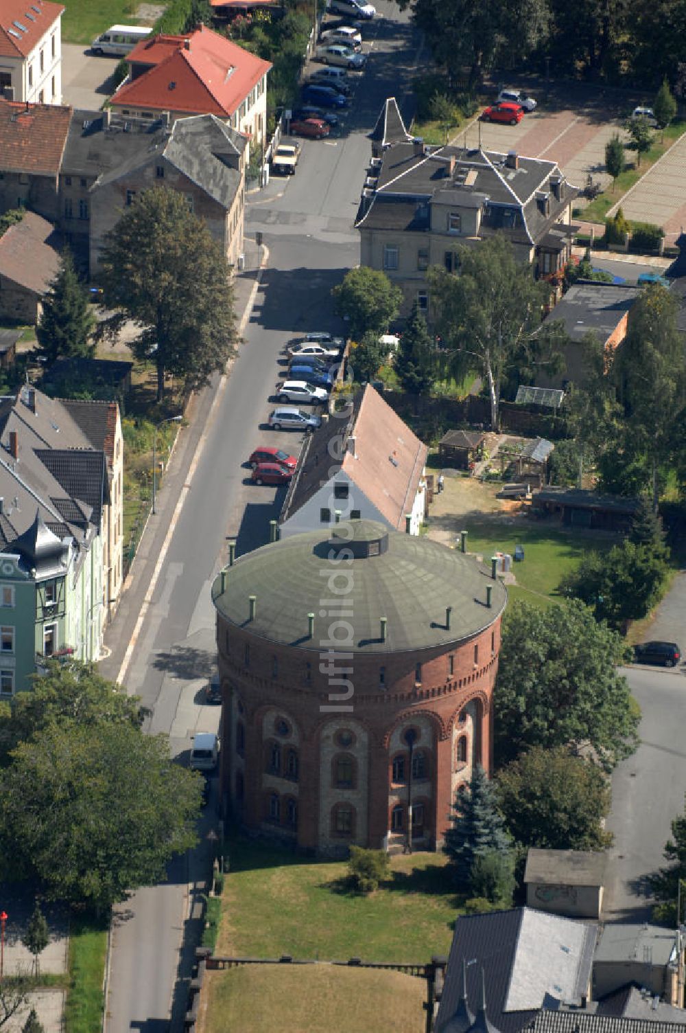 Zittau von oben - Historischer Wasserturm von Zittau