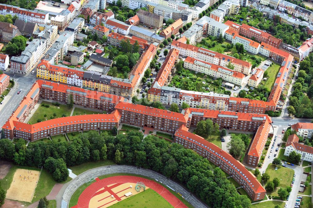 Luftbild Schwerin - Historisches Altbau- Wohngebiet Schwerin im Bundesland Mecklenburg-Vorpommern