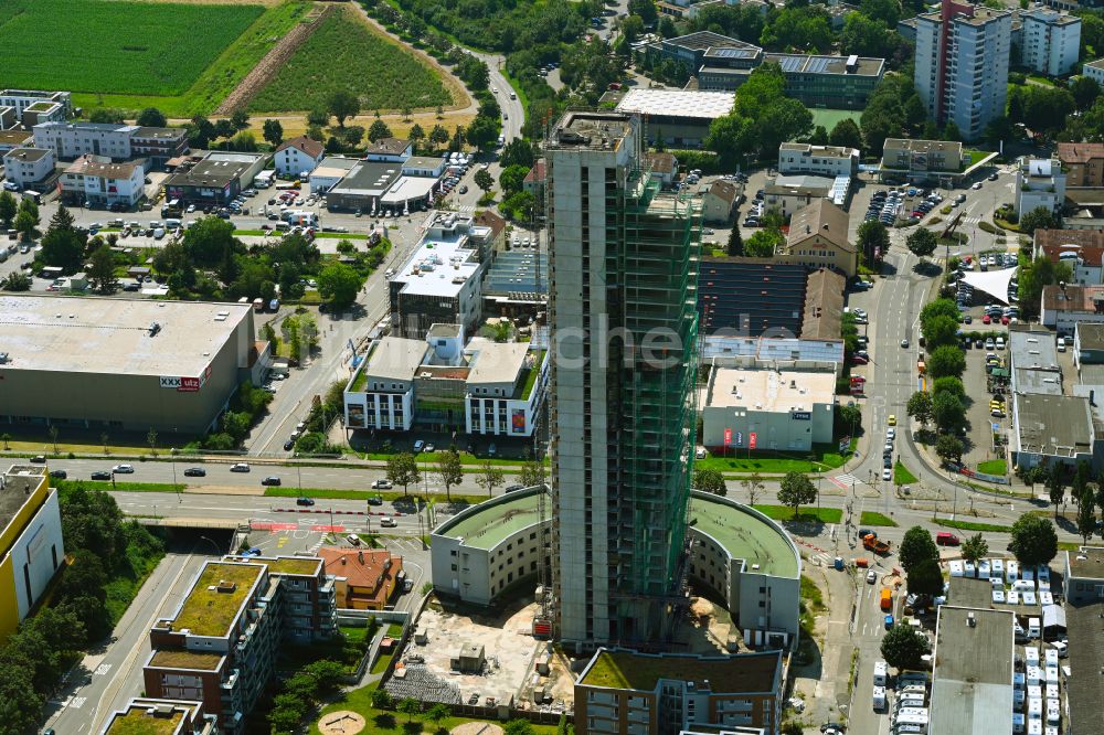 Luftbild Fellbach - Hochhaus- Baustelle der Hotelanlage Schwabenlandtower in Fellbach im Bundesland Baden-Württemberg, Deutschland