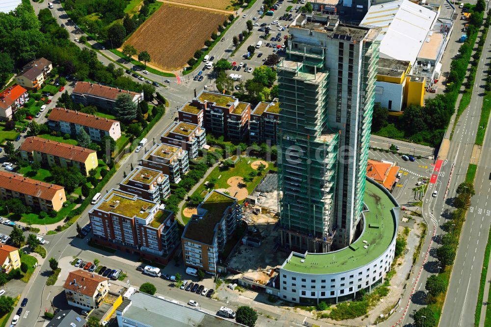 Luftbild Fellbach - Hochhaus- Baustelle der Hotelanlage Schwabenlandtower in Fellbach im Bundesland Baden-Württemberg, Deutschland