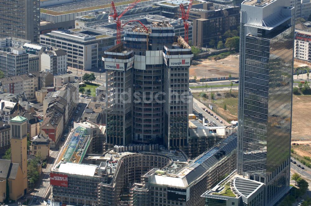 Luftaufnahme Frankfurt am Main - Hochhaus- Baustelle des Tower 185 in Frankfurter / Main