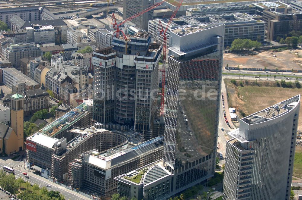 Luftaufnahme Frankfurt am Main - Hochhaus- Baustelle des Tower 185 in Frankfurter / Main