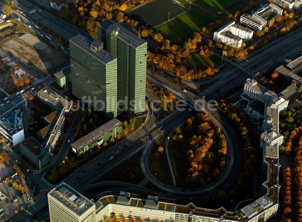 Luftbild München - Hochhaus- Emsemble Highlight Towers in München im Bundesland Bayern