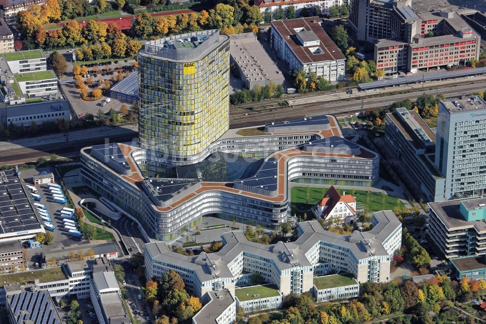 Luftbild München - Hochhaus- Ensemble ADAC Zentrale im Ortsteil Sendling-Westpark in München im Bundesland Bayern, Deutschland