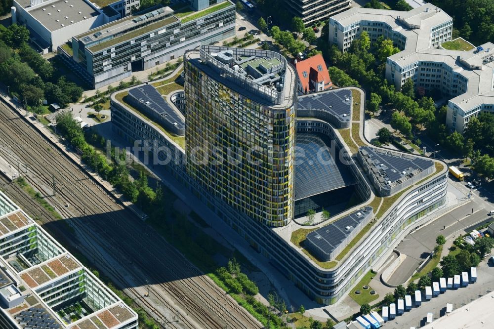 Luftbild München - Hochhaus- Ensemble ADAC Zentrale im Ortsteil Sendling-Westpark in München im Bundesland Bayern, Deutschland