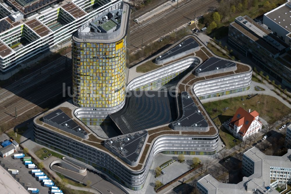 Luftbild München - Hochhaus- Ensemble ADAC Zentrale im Ortsteil Sendling-Westpark in München im Bundesland Bayern, Deutschland