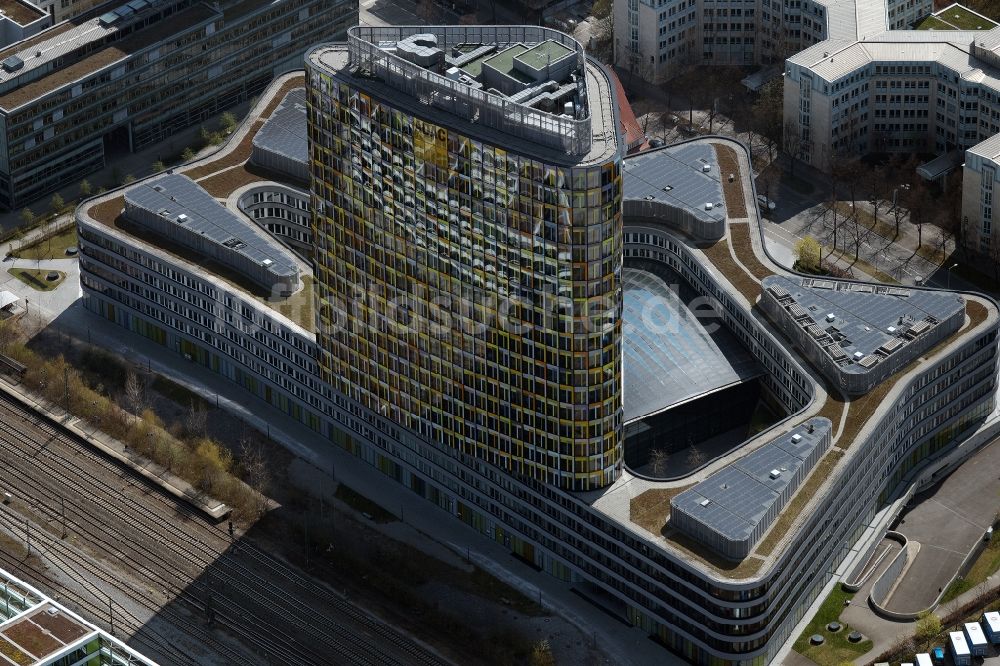 Luftbild München - Hochhaus- Ensemble ADAC Zentrale im Ortsteil Sendling-Westpark in München im Bundesland Bayern, Deutschland