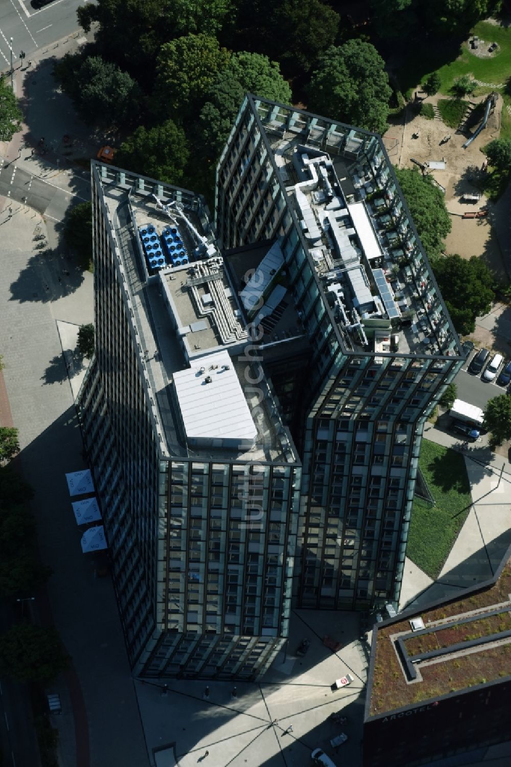 Luftbild Hamburg - Hochhaus - Ensemble - Komplex Tanzende Türme an der Reeperbahn in Hamburg