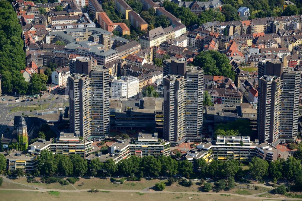 Luftbild Mannheim - Hochhaus- Ensemble der Neckarpromenade in Mannheim im Bundesland Baden-Württemberg