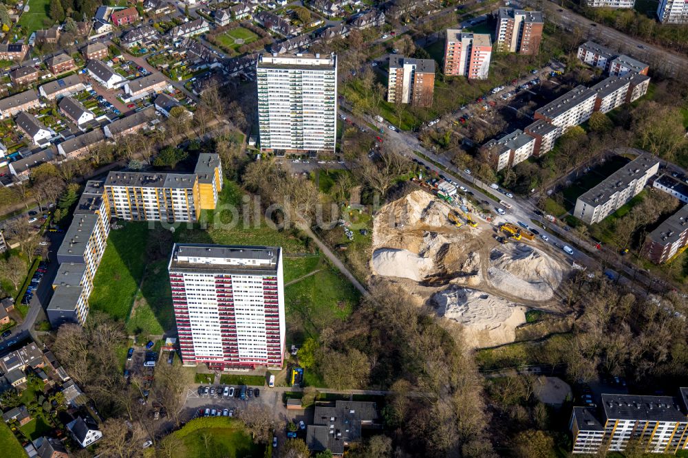 Luftaufnahme Duisburg - Hochhaus- Ensemble an der Ottostraße in Duisburg im Bundesland Nordrhein-Westfalen, Deutschland