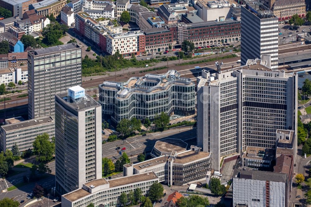 Luftbild Essen - Hochhaus- Ensemble der Schenker Zentrale am Postturm der Postbank in Essen im Bundesland Nordrhein-Westfalen