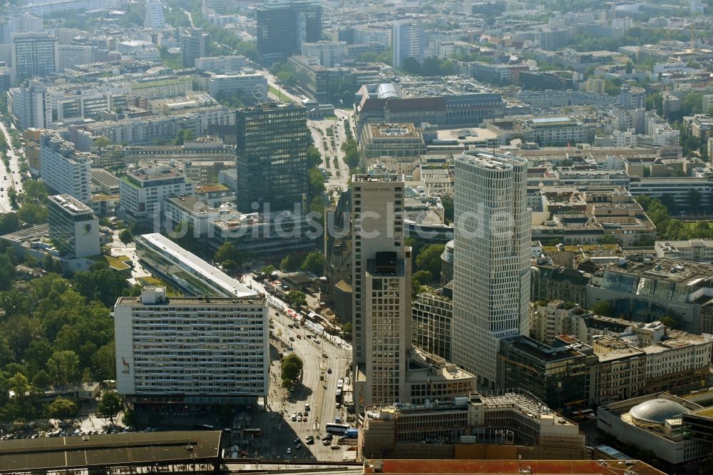 Berlin von oben - Hochhaus- Ensemble der Zoofenster und Neubau Upper West an der Joachimsthaler Straße - Hardenbergstraße im Ortsteil Bezirk Charlottenburg in Berlin, Deutschland