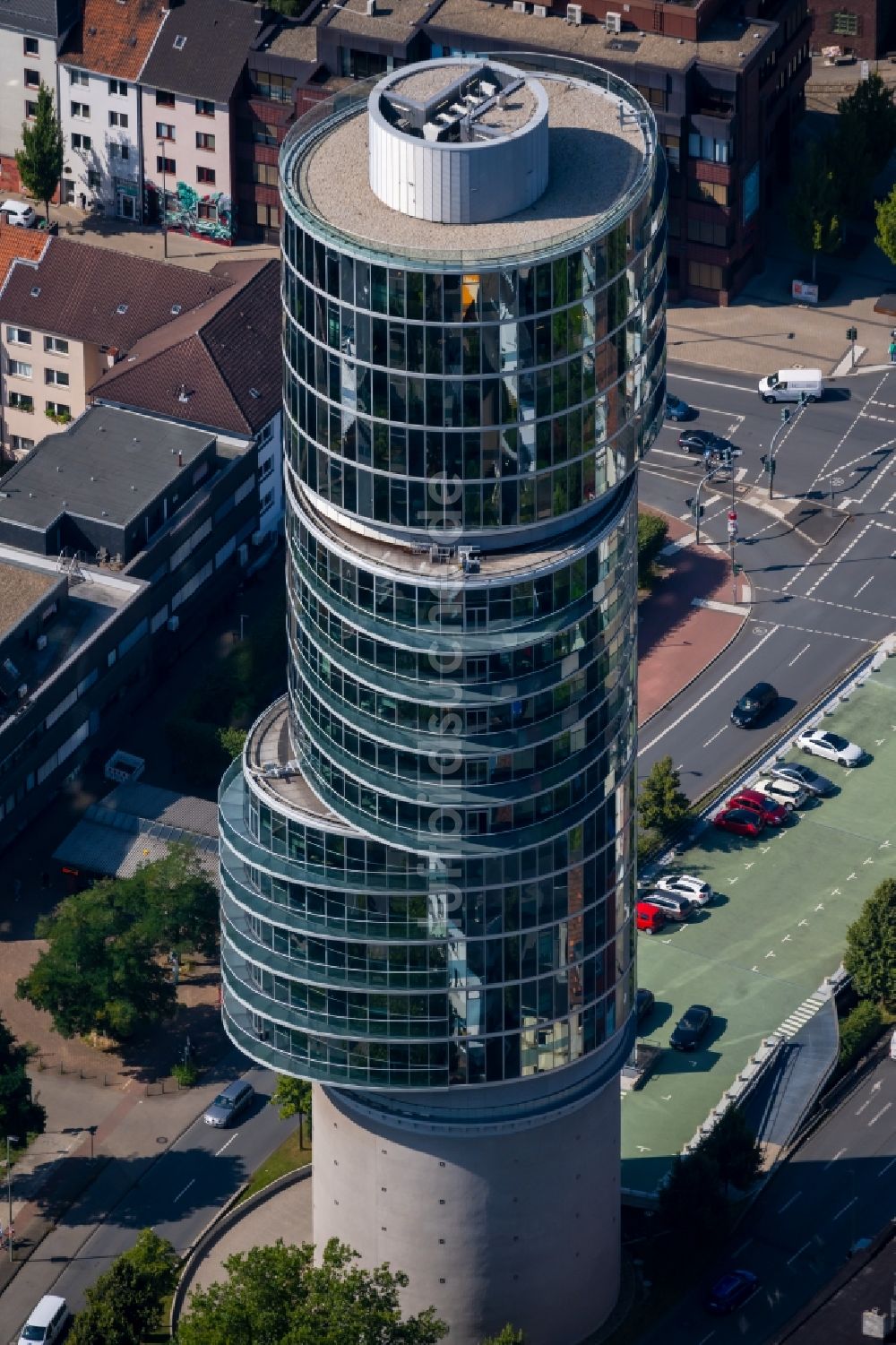 Luftbild Bochum - Hochhaus Exenterhouse Exenterhaus Bochum an der Universitätsstraße in Bochum, Nordrhein-Westfalen, Deutschland